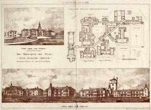 Het krankzinnigengesticht van Newcastle upon Tyne, Coxlodge, ca. 1829 (fotolitho) door John William Dyson