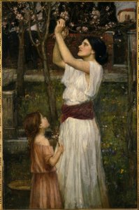 Amandelbloesems verzamelen door John William Waterhouse