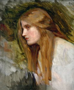 Hoofd van een meisje, ca. 1896 door John William Waterhouse