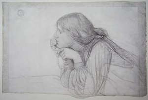 Studie van een vrouwelijke figuur met Rozenkrans door John William Waterhouse