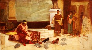 De Favorieten van Keizer Honorius door John William Waterhouse