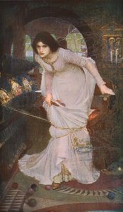 De dame van Shalott kijkt naar Lancelot, 1894, c1930