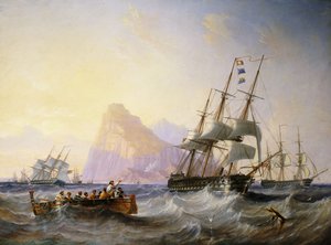 Britse Oorlogsschepen bij Gibraltar, 1855 door John Wilson Carmichael