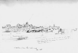 Hexham vanaf de spoorweg, 1835