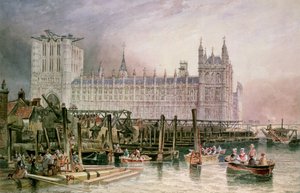 De bouw van de Houses of Parliament door John Wilson Carmichael