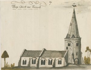 Thorpe Constantine Kerk: aquarel schilderij, nd [ca. 1784] door John Wright
