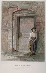 Deur van een oud herenhuis in Gravel Lane, City of London