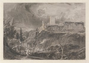 Richmondshire Castle en stad door John Wykeham Archer
