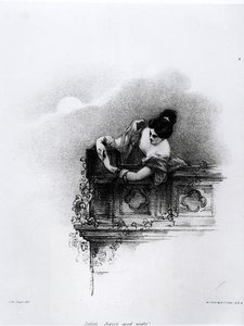 Fanny Kemble (1809-93) als Julia, Sweet Good Night, gegraveerd door Richard James Lane (1800-72) door John after Hayter