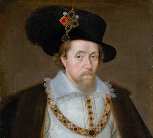Jacobus VI en I, 1566 - 1625, koning van Schotland 1567 - 1625, koning van Engeland en Ierland 1603 - 1625 door John de Critz