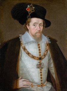 Jacobus VI en I, 1566 - 1625, koning van Schotland 1567 - 1625, koning van Engeland en Ierland 1603 - 1625 door John de Critz
