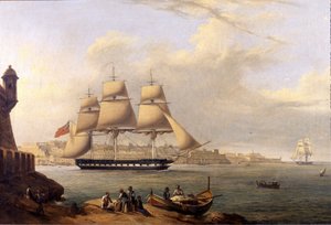 Vertrek uit Grand Harbour door Giovanni Schranz 19e eeuw
