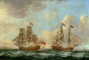De slechtvalk in twee posities voor de kust, 1766