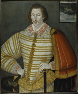 Portret van Thomas Cavendish, de wereldreiziger door John the Younger (attr.to) Bettes