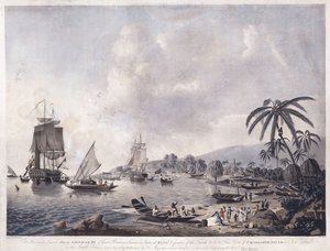 Een uitzicht op Matavai Bay, Tahiti, 1787 door John the Younger Cleveley