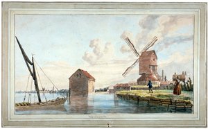 Uitzicht op de rivierbank van Wandsworth, Londen door John william Edy