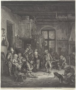 Boereninterieur met dansend paar
