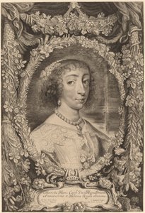 Henrietta Maria, koningin van Engeland door Jonas Suyderhoff after Sir Anthony van Dyck