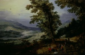 Bergweg met reizigers door Joos de Momper II