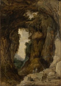 Landschap met Grot en een Ruiter