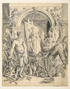 Apelles schildert Campaspe door Joos or Jodocus van (after) Winghe