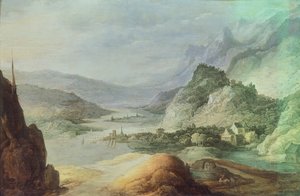 Landschap van bergen door Joos or Josse de The Younger Momper
