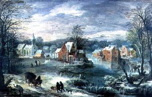 Dorp landschap in de winter