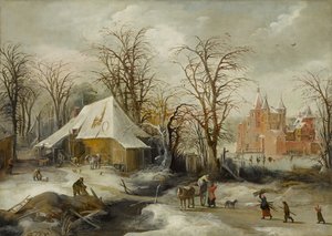 Winterlandschap, circa 1625-1630 door Joos or Josse de The Younger Momper