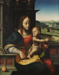 Madonna met kind en fruit door Joos van Cleve