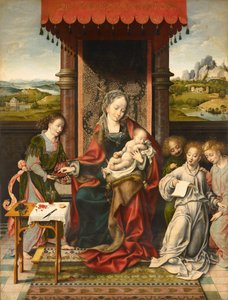 Maagd en kind met engelen door Joos van Cleve
