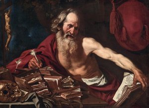 Sint Hiëronymus in zijn Cel, 1654 door Joost Van de Hamme