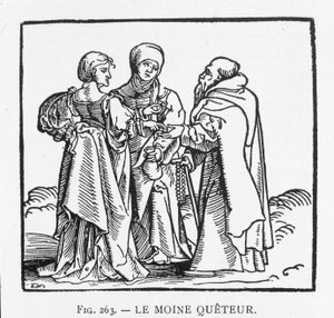 De Quetter Monnik: houtsnede door Jörg Breu, vormt de titel van een boekje in de geest van de Reformatie gepubliceerd rond 1522 in Augsburg: "Vriendelijke conversatie tussen een karmeliet, uit de provincie Oostenrijk, en een dienstmaagd"
