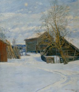 Huis in een winterlandschap