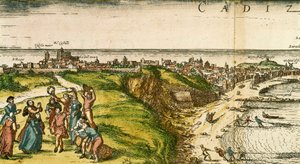 Cadiz, Spanje, ets naar een tekening van Joris Hoefnagel