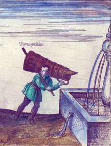 Een leerling die water haalt uit een fontein (detail)
