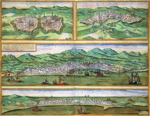Kaart van Parma, Siena, Palermo en Drepanum, uit 