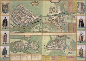Kaarten van Galway, Dublin, Limerick en Cork, uit 