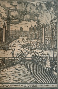 De brand van het Dogepaleis, 1578, 1925 door Joris Hoefnagel