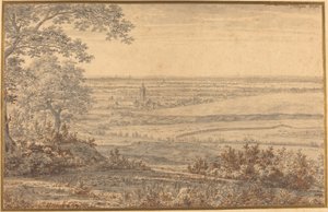 Uitgestrekt Landschap Gezien vanaf de Rand van een Bos door Joris van der Haagen