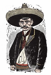Emiliano Zapata (1880-1919), Mexicaanse revolutionair. Houtsnede door Jose Guadalupe Posada door José Guadalupe Posada