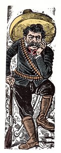 De Mexicaanse Revolutie (1910-1920) - El General Genovevo de la O, een revolutionaire volgeling van Emiliano Zapata - Houtsnede door Jose Guadalupe Posada (1852-1913)