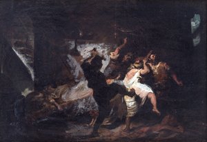 Scène uit Don Quichot van Cervantes