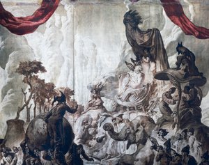 Decoratie in de balzaal van Hotel Wandel in Parijs, 20e eeuw door José María Sert