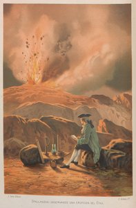 Lazzaro Spallanzani observeert de uitbarsting van de Etna. Uit: La ciencia y sus hombres, 1879
