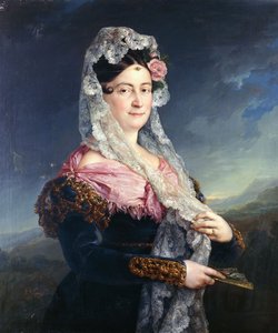 Portret van Dona Maria de los Dolores Gomez de las Casas e Ibarrondo, de eerste markiezin van Ulagares, staand driekwart lengte