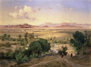 De vallei van Mexico vanaf de lage bergkam van Tacubaya