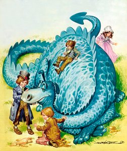 De vriendelijke draak (kleurenlitho)