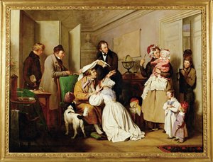 Der Augenarzt - De oogarts ... (schilderij op doek) door Josef Danhauser