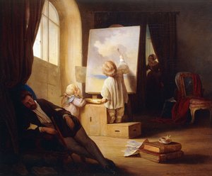De slapende schilder, 1841 door Josef Danhauser