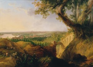 Uitzicht op de hoofd- en residentiestad Wenen vanaf het standpunt bij Nussdorf door Josef Fischer